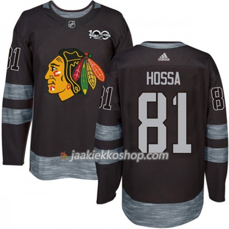 Miehille NHL Chicago Blackhawks Pelipaita Marian Hossa 81 1917-2017 100th Anniversary Adidas Musta Authentic